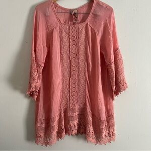 Johnny Was lace tunic salmon pink